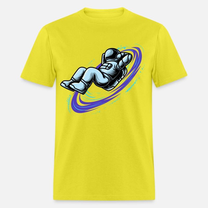 Astronaut lying in star whirl cool galactic design