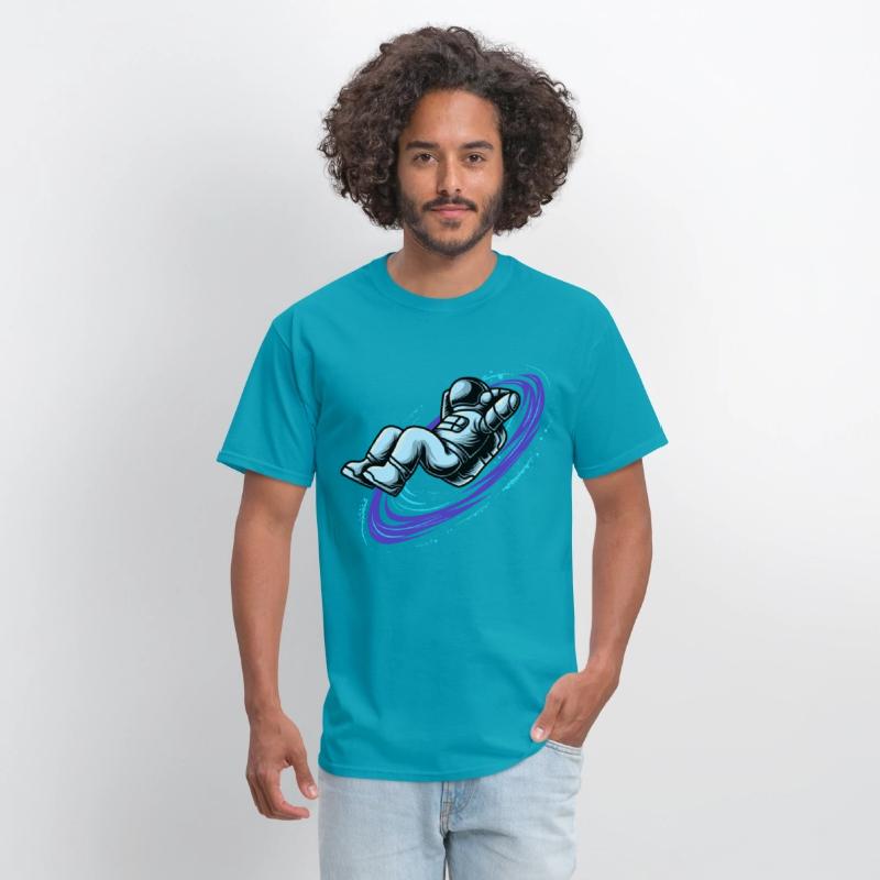 Astronaut lying in star whirl cool galactic design