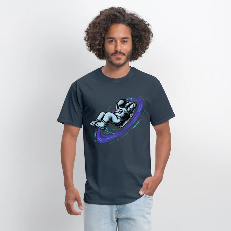 Astronaut lying in star whirl cool galactic design