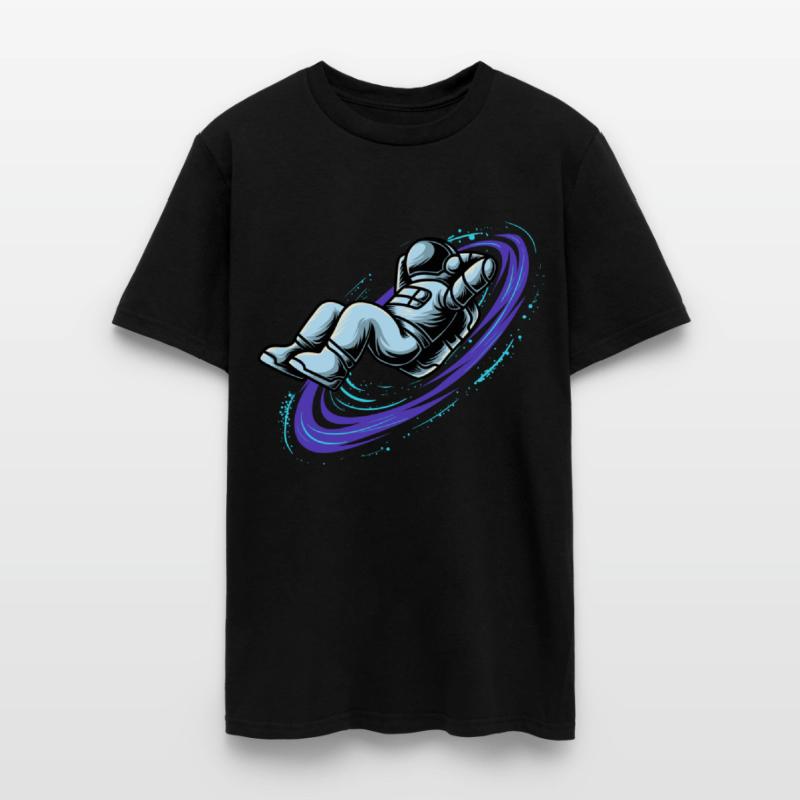 Astronaut lying in star whirl cool galactic design