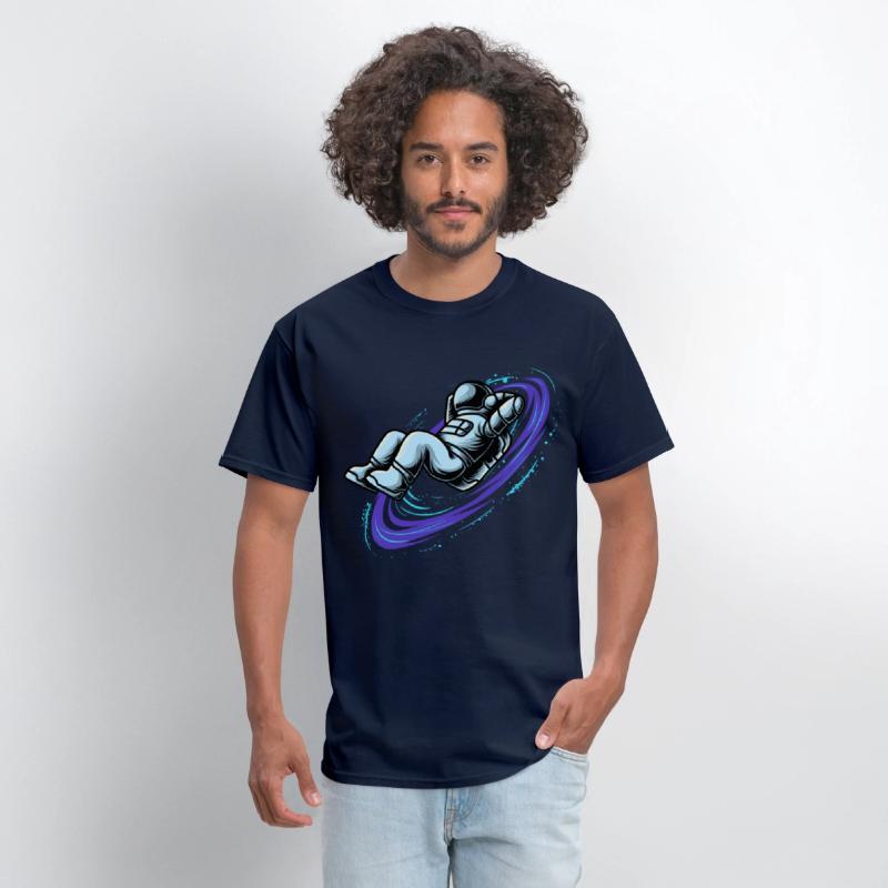 Astronaut lying in star whirl cool galactic design