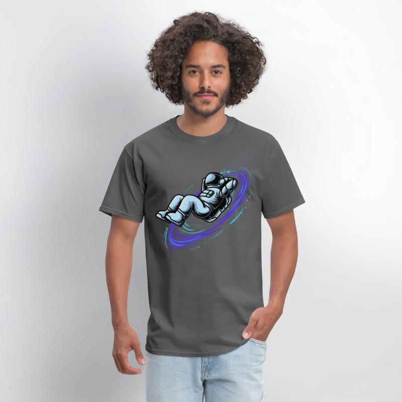 Astronaut lying in star whirl cool galactic design
