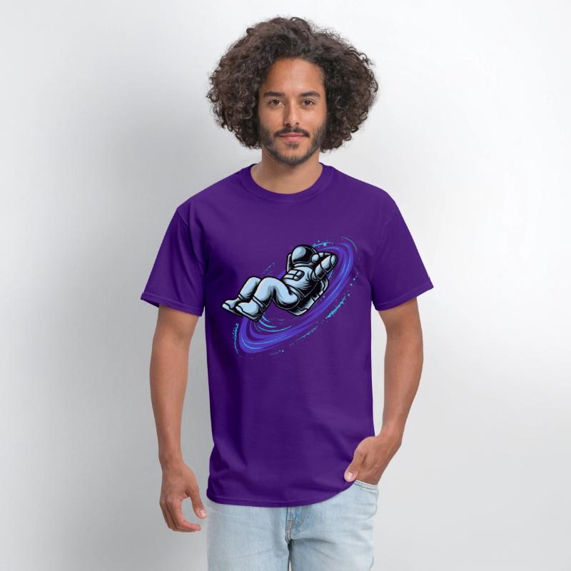 Astronaut lying in star whirl cool galactic design