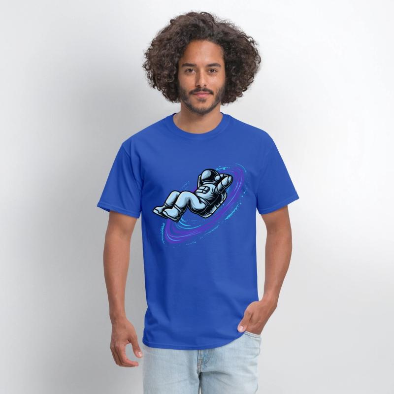 Astronaut lying in star whirl cool galactic design