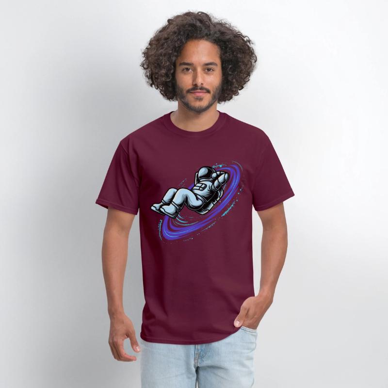 Astronaut lying in star whirl cool galactic design