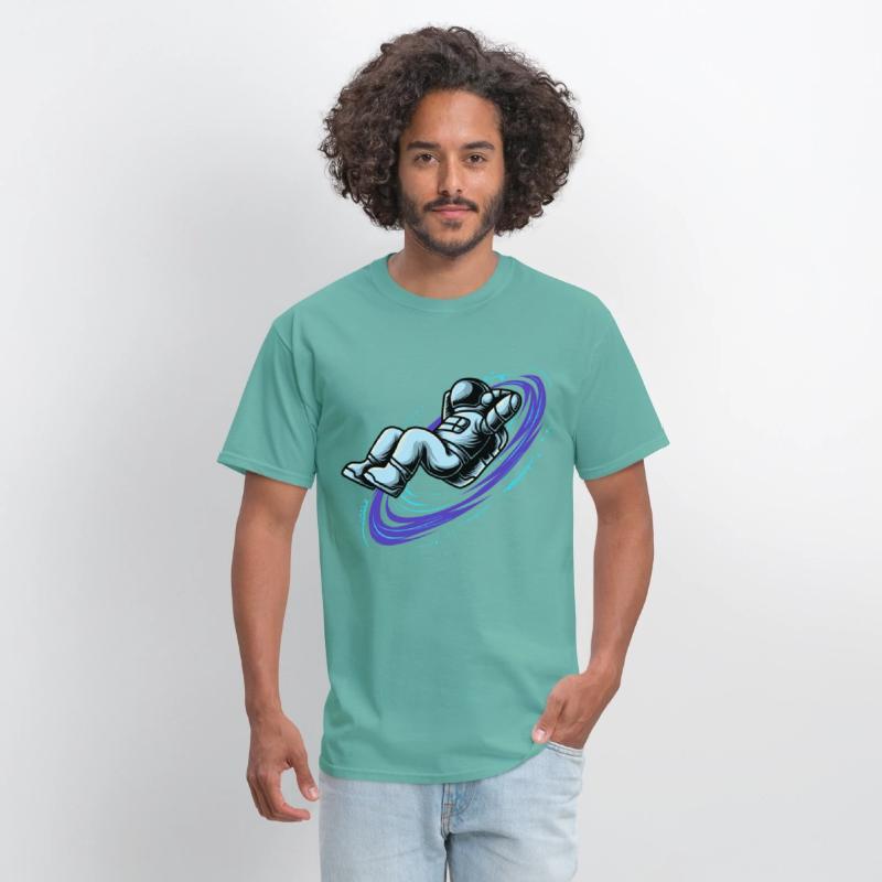 Astronaut lying in star whirl cool galactic design