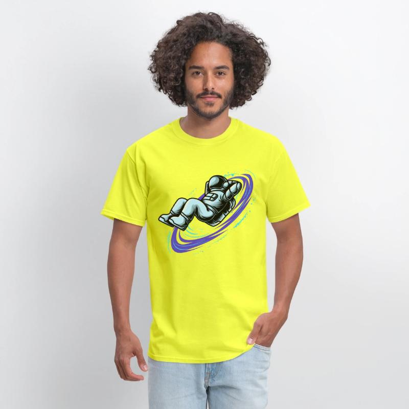 Astronaut lying in star whirl cool galactic design