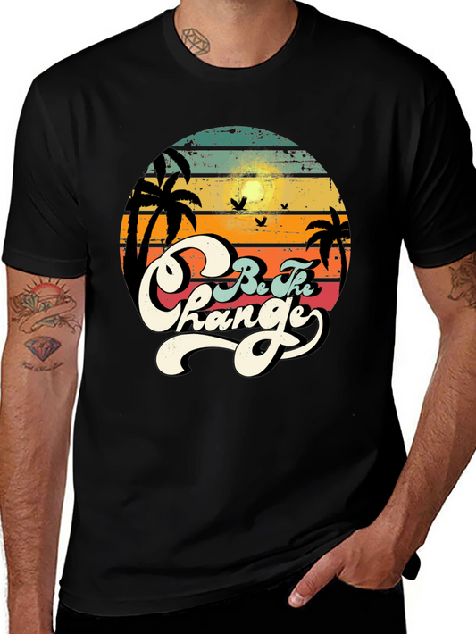 Retro Sunset Be The Change Graphic T-Shirt