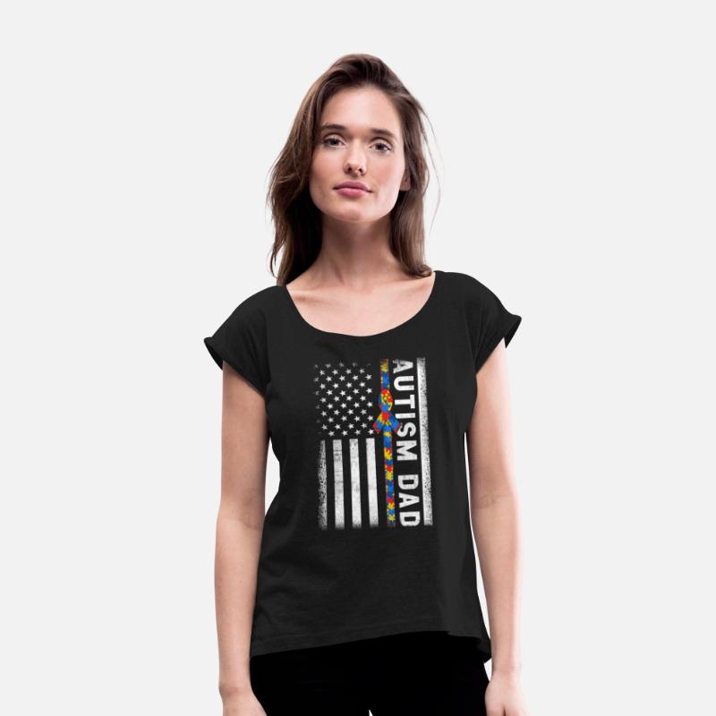 Autism Dad Awareness American Flag USA