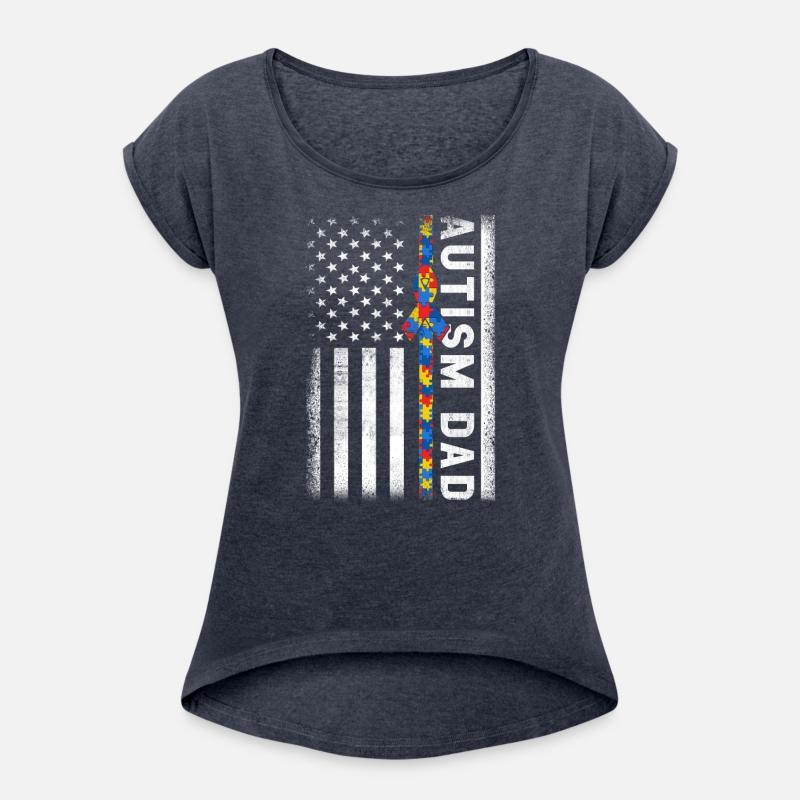 Autism Dad Awareness American Flag USA