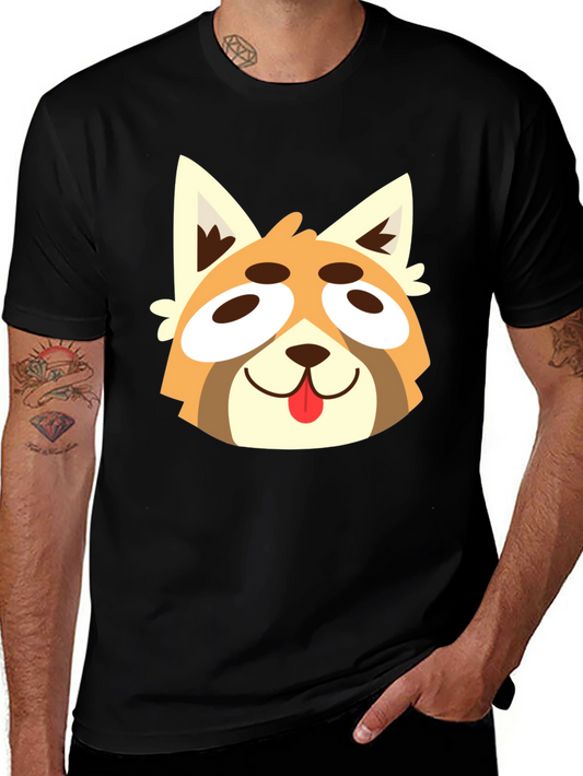Red Panda Cartoon Graphic Tee - Black