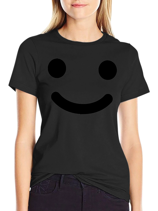 Smiley Face Graphic Tee - Black Casual T-Shirt