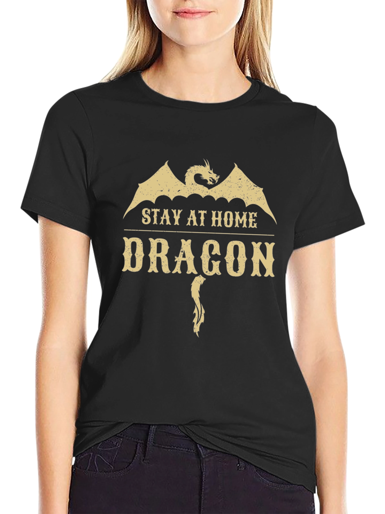 Stay at Home Dragon Black T-Shirt
