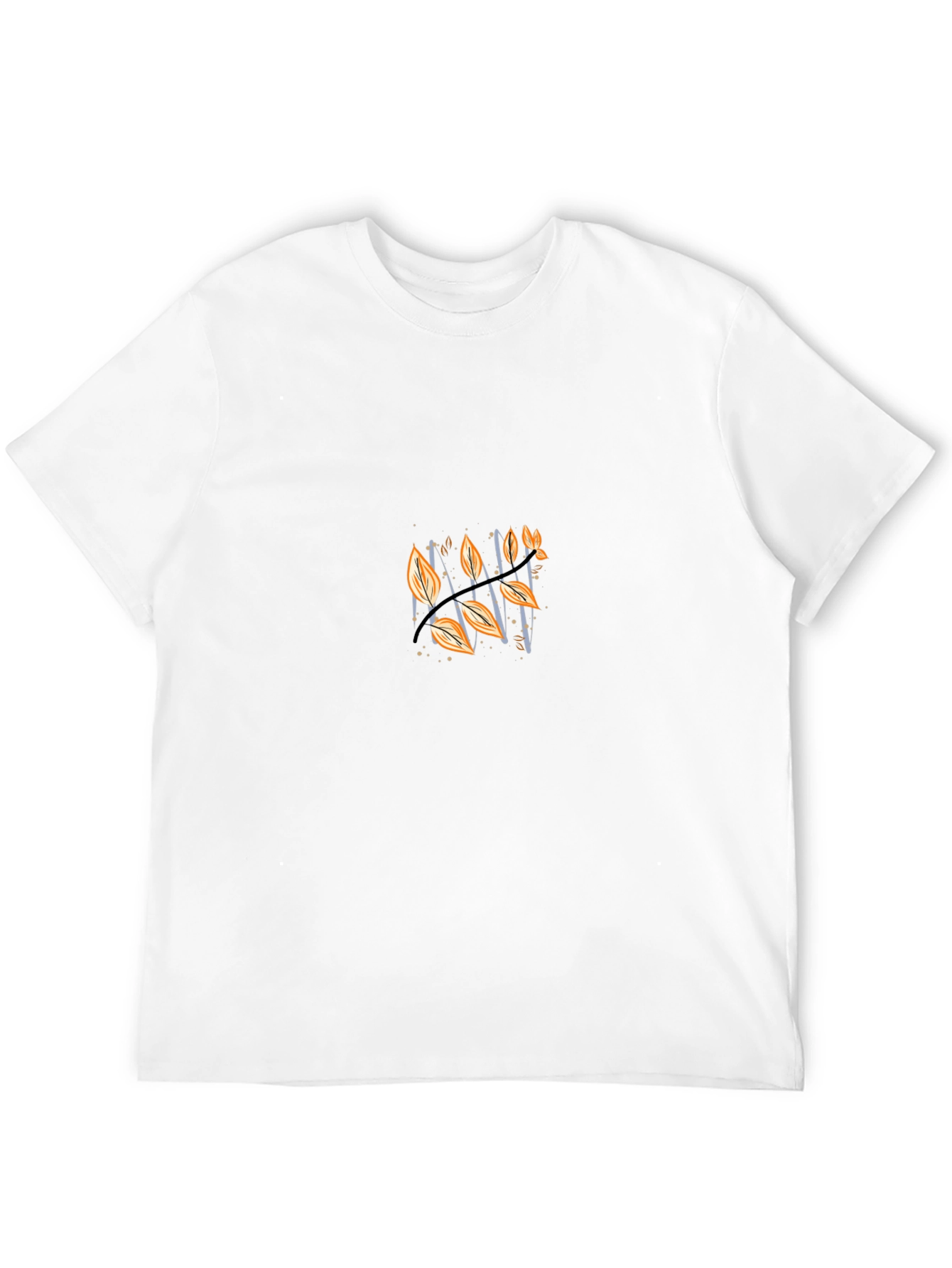 Stylish Black Tee with Autumnal Leaf Design