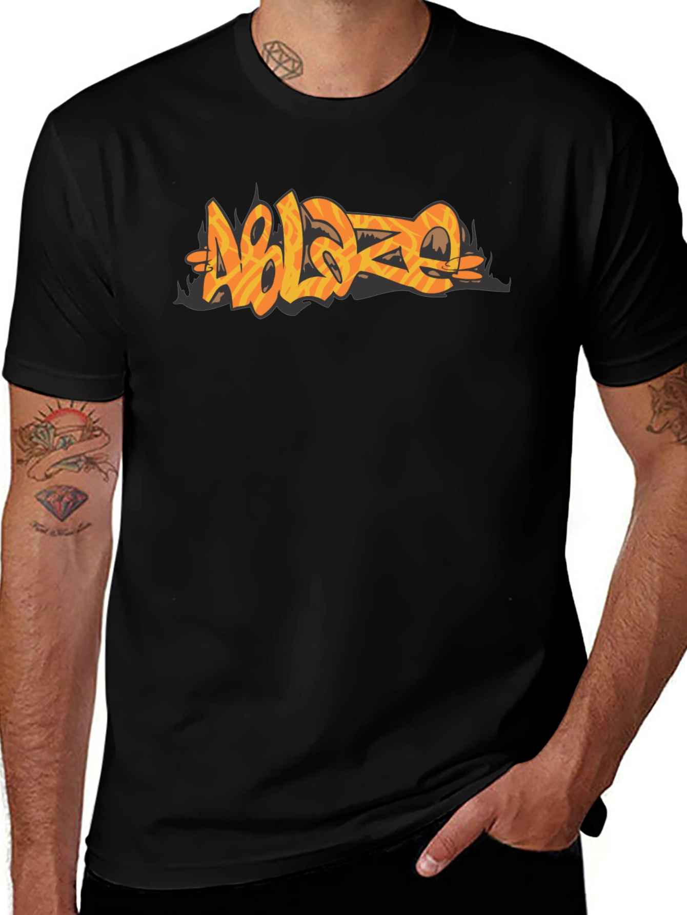 Ablaze Graphic Print Black T-Shirt