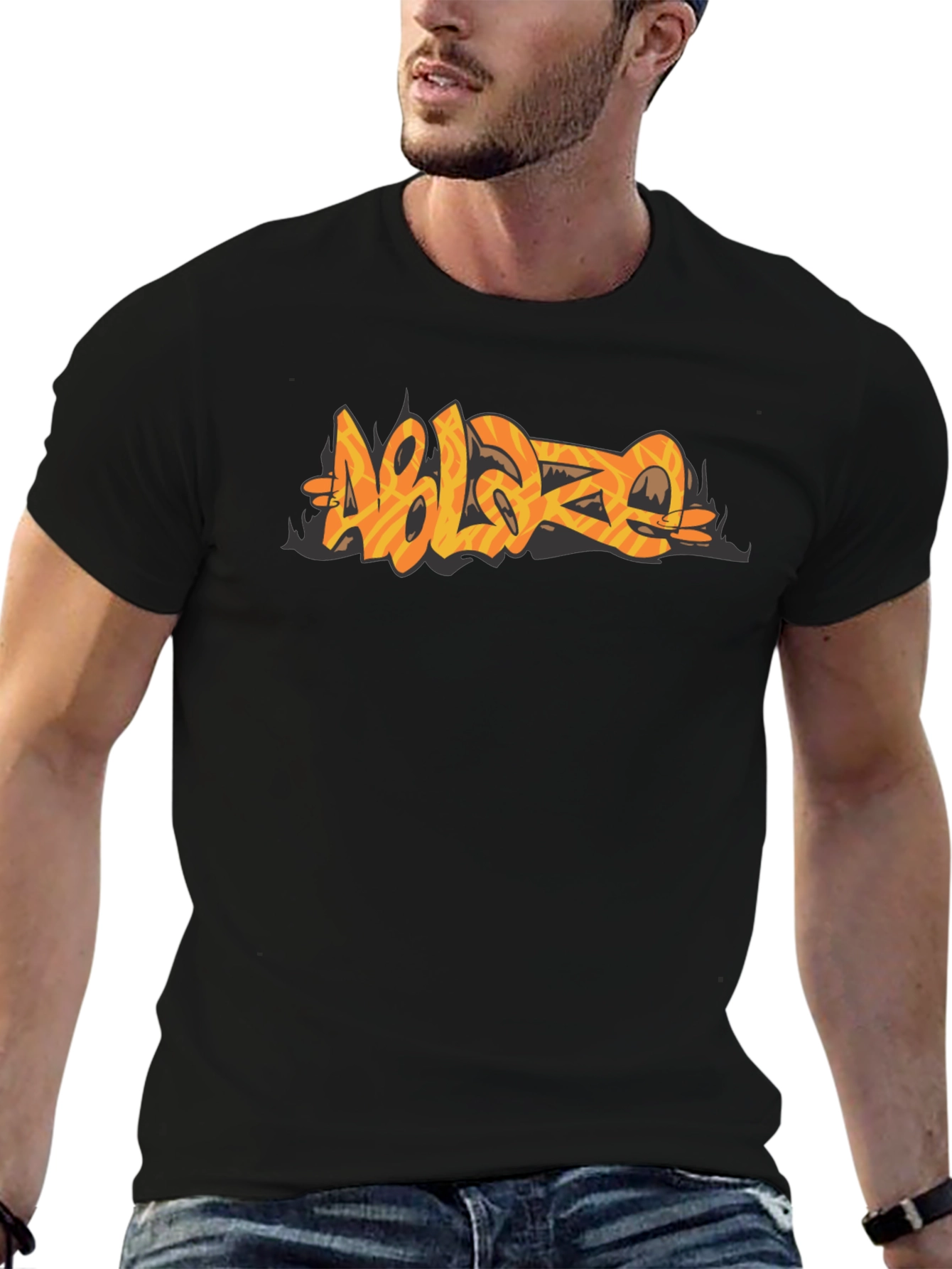 Ablaze Graphic Print Black T-Shirt