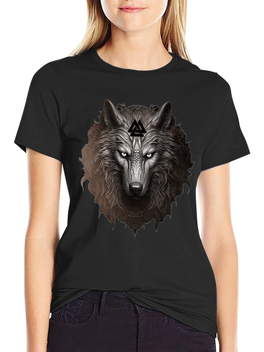 Wolf Head Graphic Tee - Viking Valhalla Design
