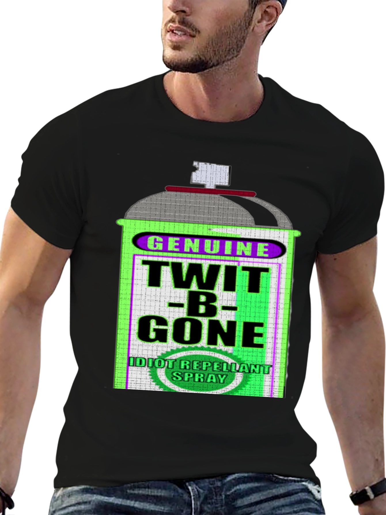 Twit-B-Gone T-Shirt | Idiot Repellant Spray Novelty Tee