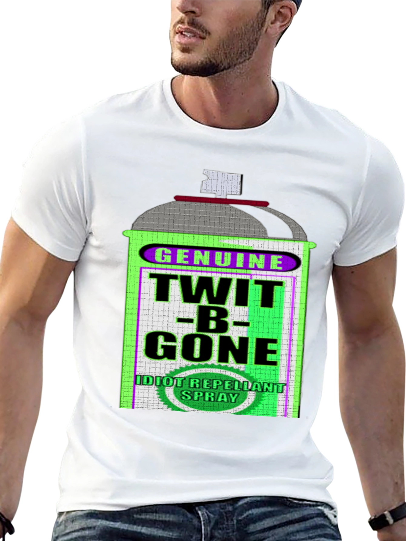 Twit-B-Gone T-Shirt | Idiot Repellant Spray Novelty Tee