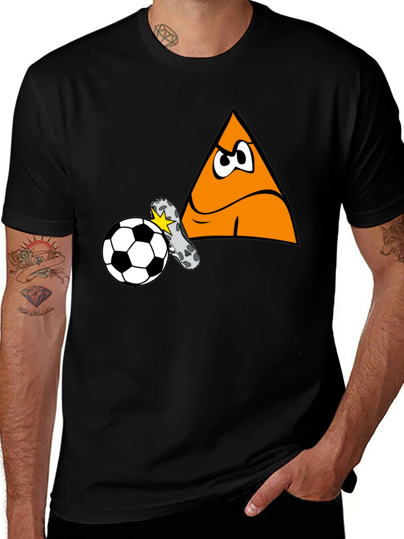 Funny Triangle Soccer Kick Black T-Shirt