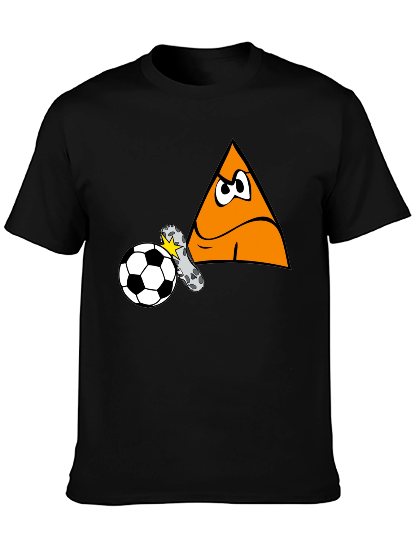 Funny Triangle Soccer Kick Black T-Shirt
