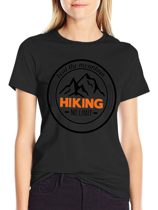 Hiking T-Shirt - Beat The Mountain - Black Cotton Tee