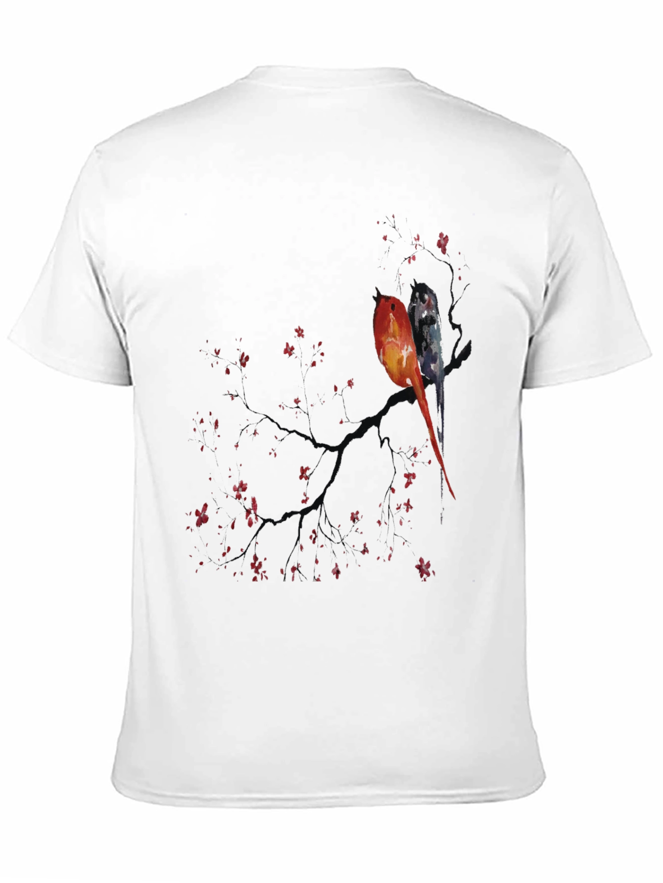 Artistic Birds on Branch Graphic Tee