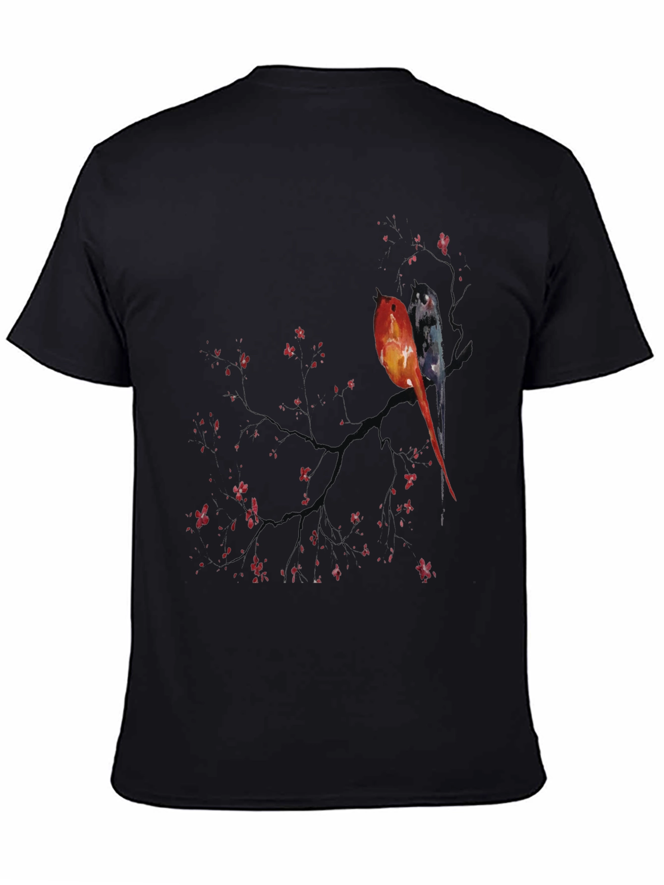 Artistic Birds on Branch Graphic Tee