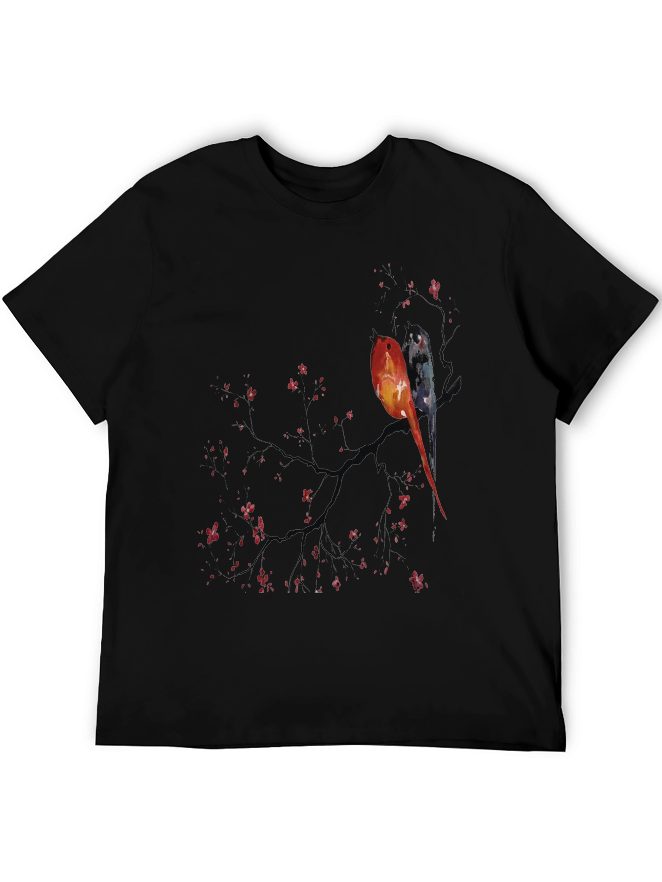 Artistic Birds on Branch Graphic Tee