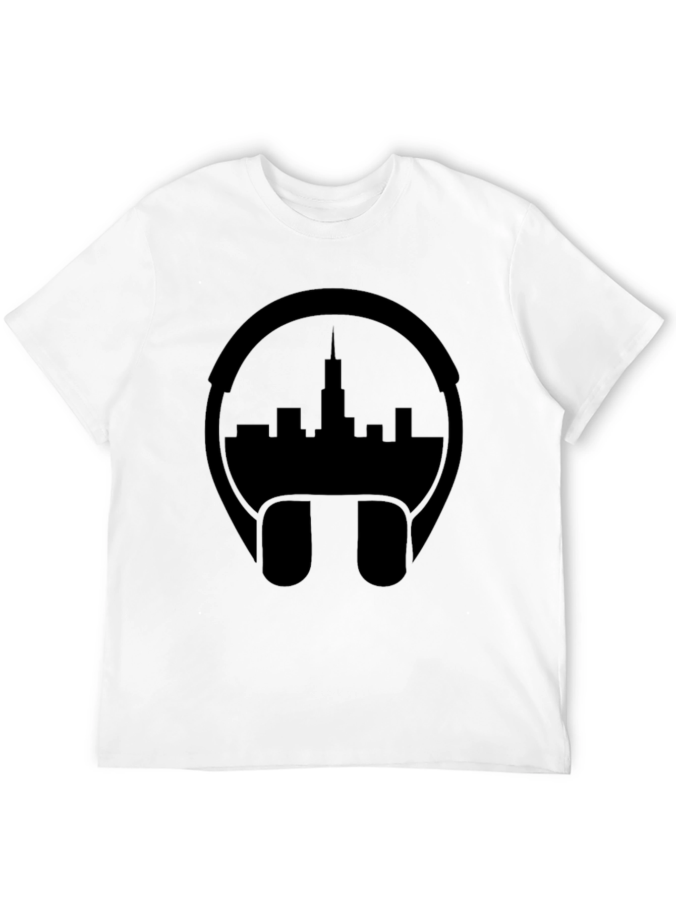 Cityscape Headphones Graphic Tee - Black