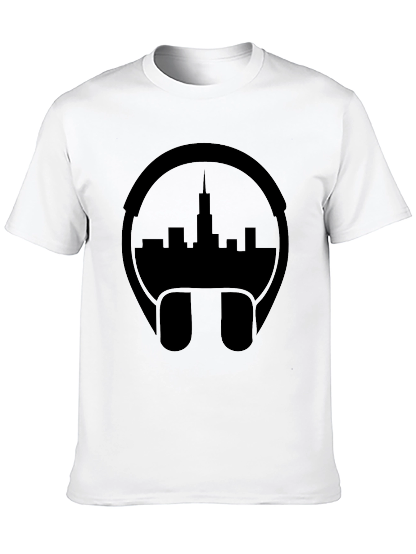 Cityscape Headphones Graphic Tee - Black