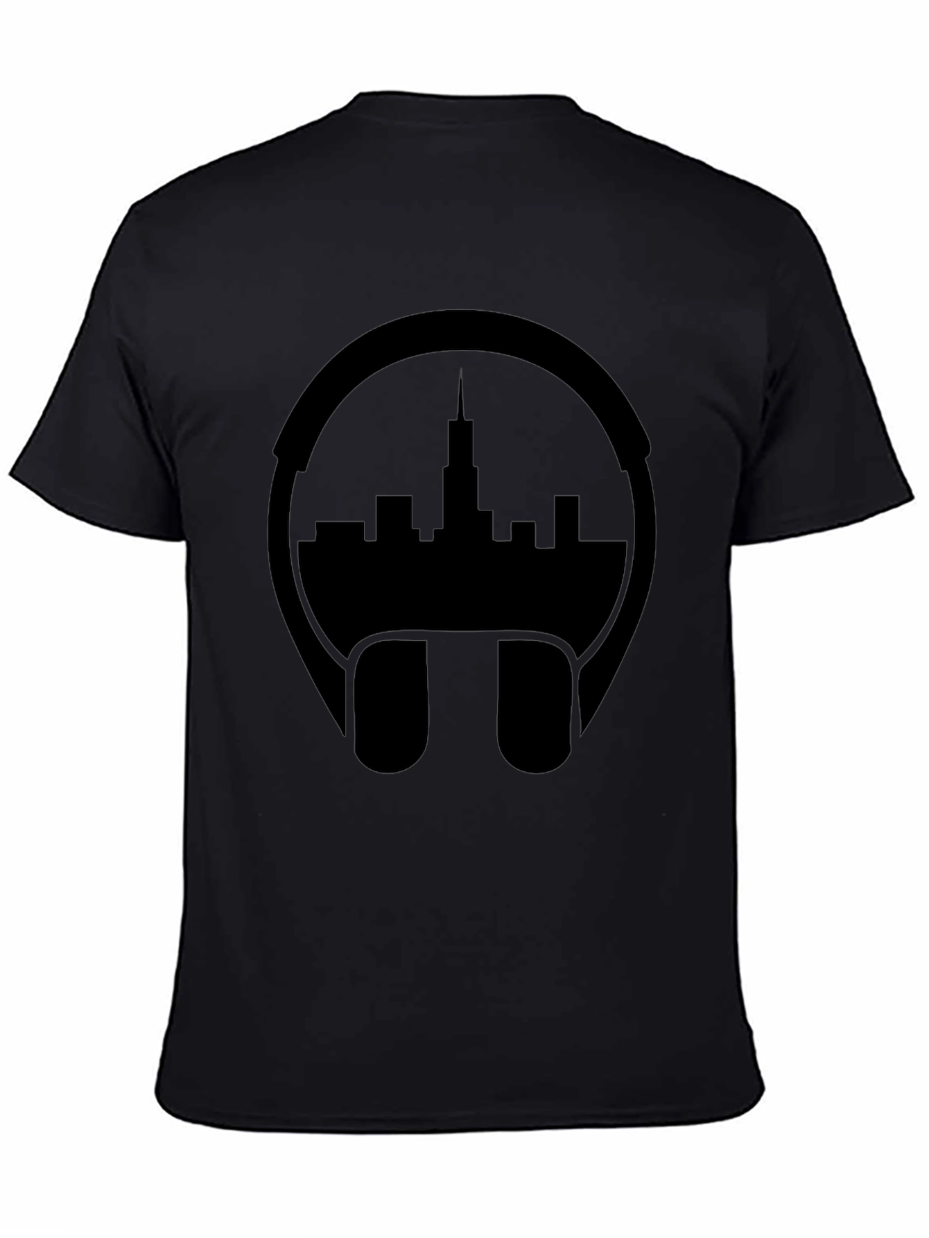 Cityscape Headphones Graphic Tee - Black