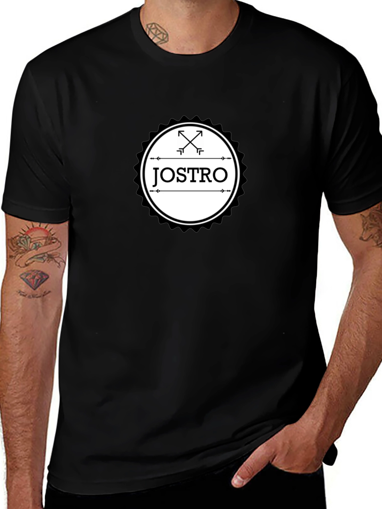 JOSTRO Graphic T-Shirt - Black Crew Neck Tee