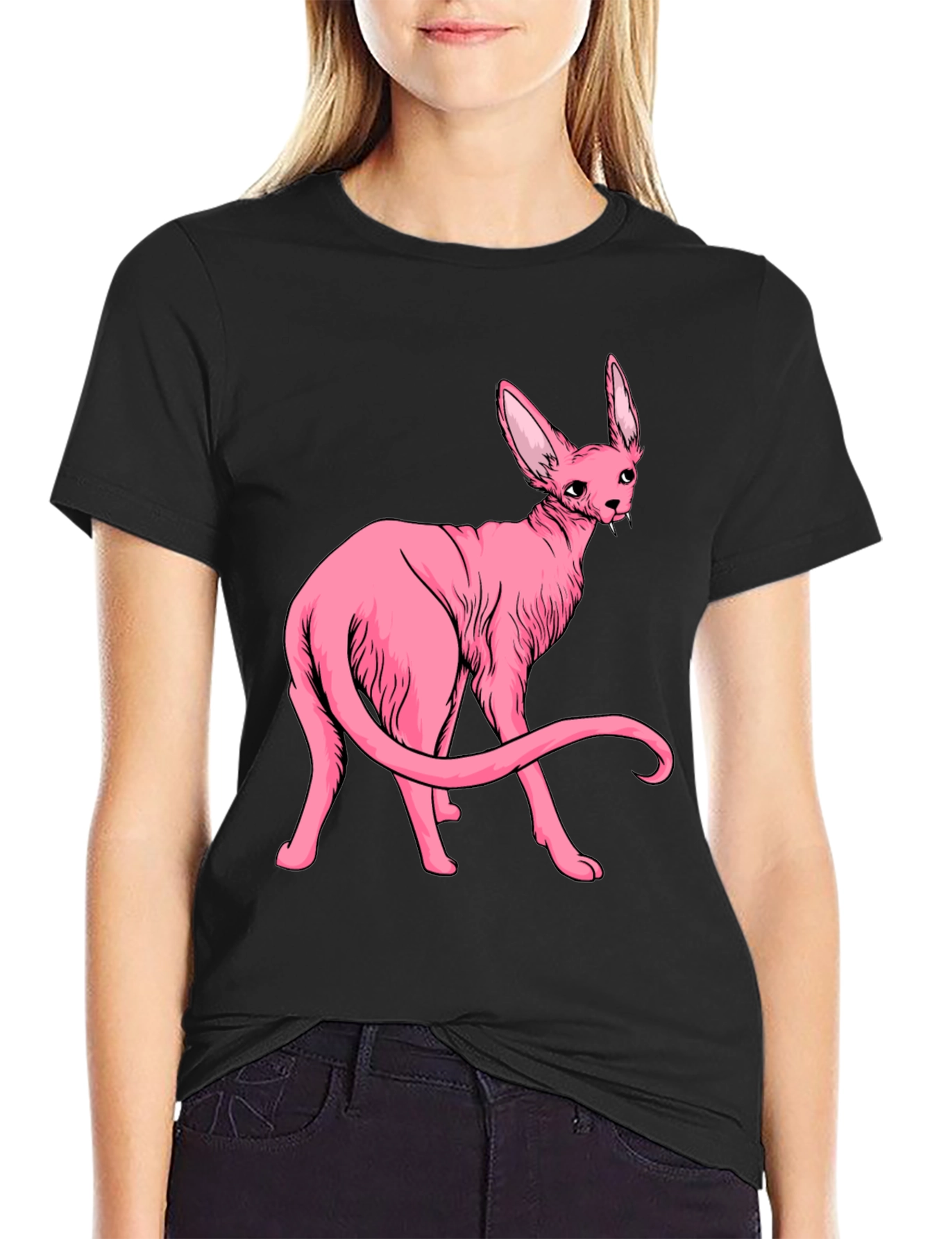 Pink Vampire Cat Graphic Tee