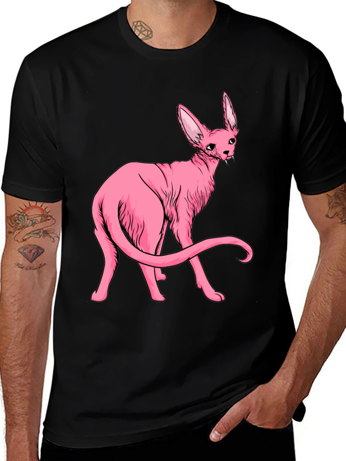 Pink Vampire Cat Graphic Tee