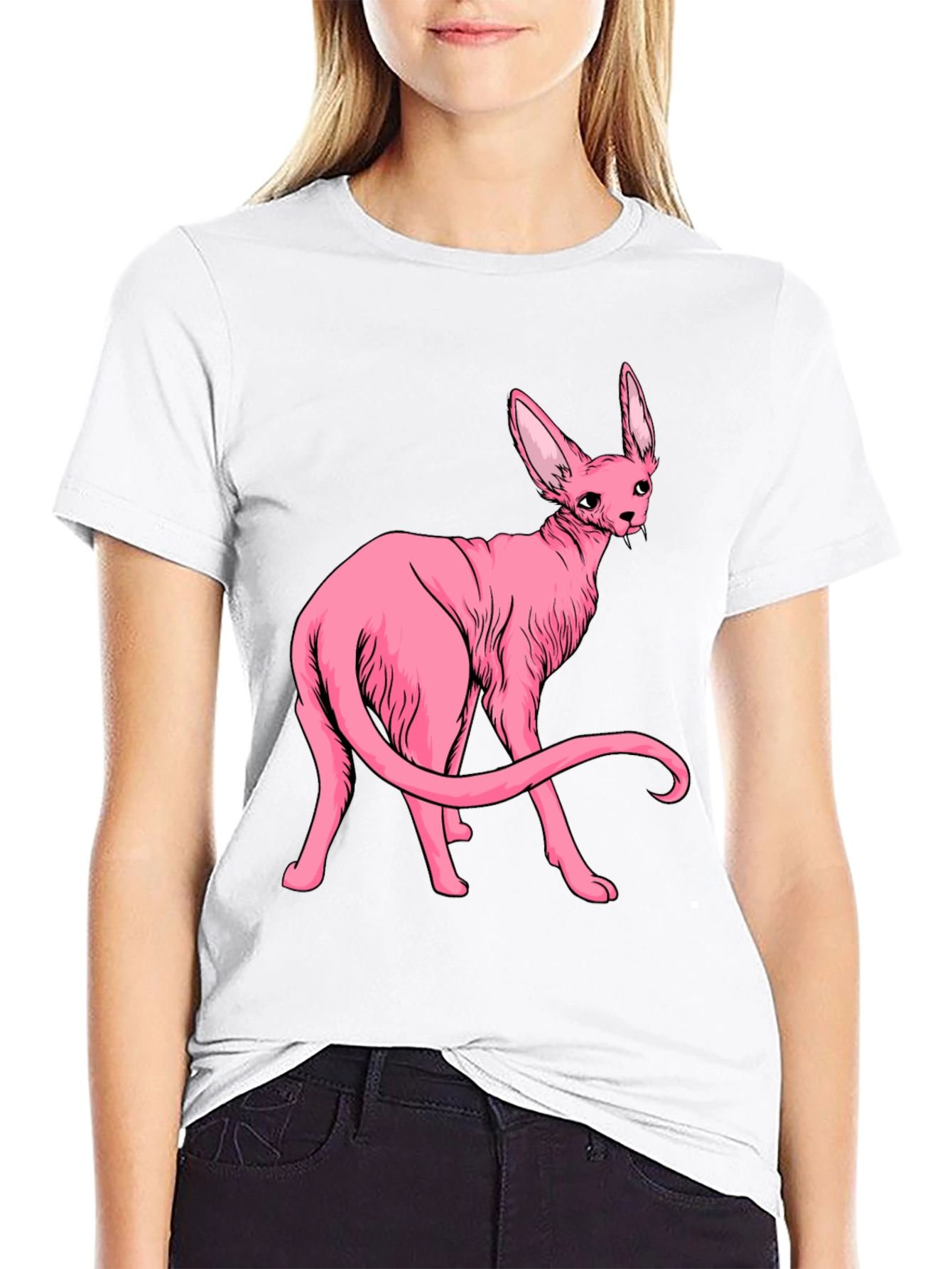 Pink Vampire Cat Graphic Tee