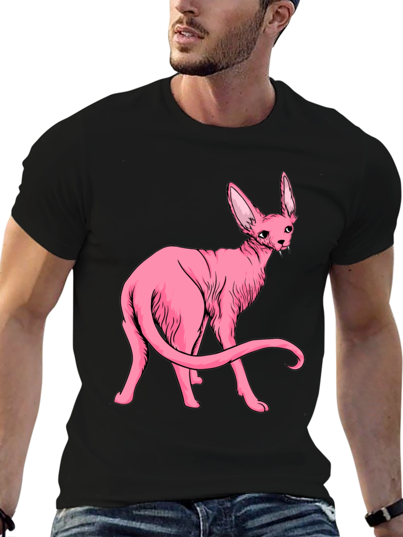 Pink Vampire Cat Graphic Tee