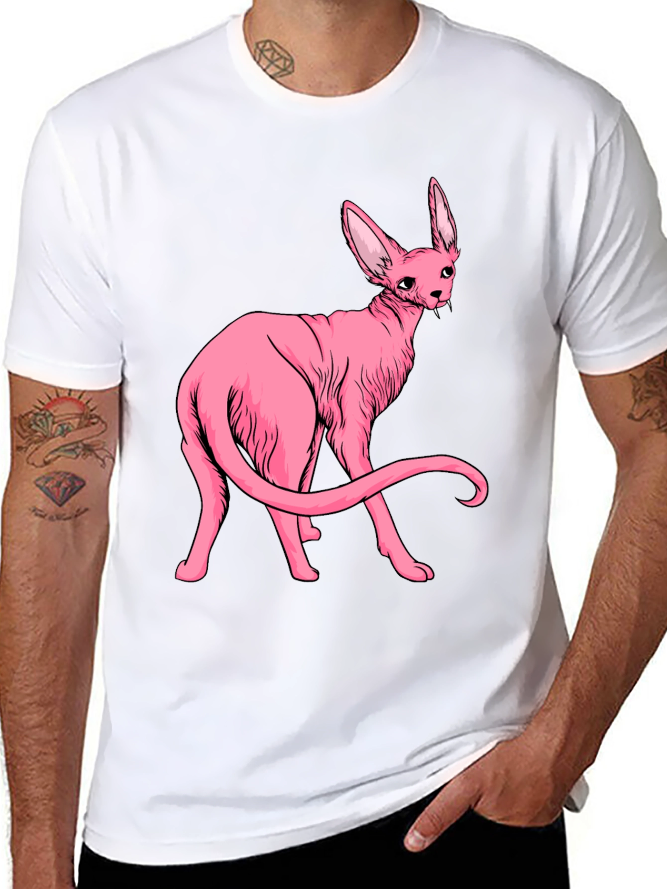 Pink Vampire Cat Graphic Tee