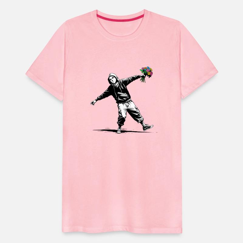 Banksy Protester Throwing Flowers