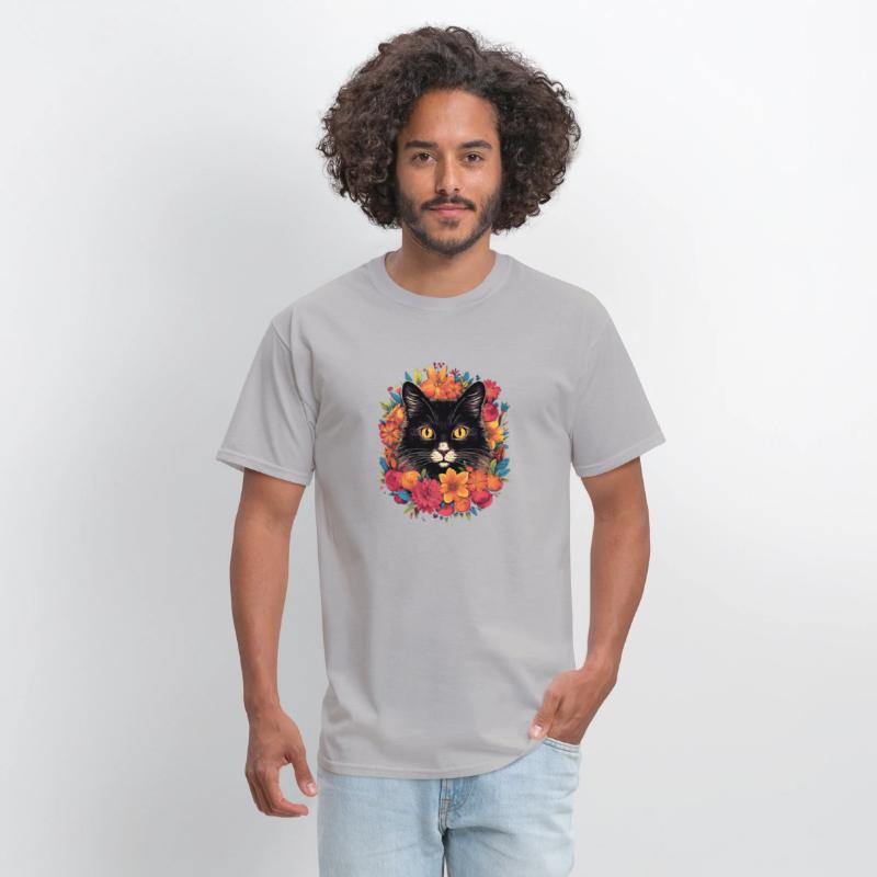 Black Kitten Encircled By Flowers Owner Garden