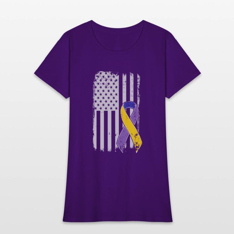Bladder Cancer American Flag USA Awareness Ribbon