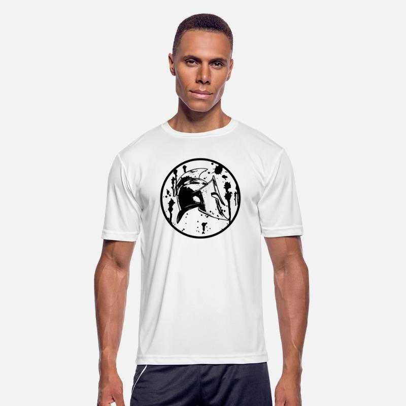 blood spattered spartan helmet