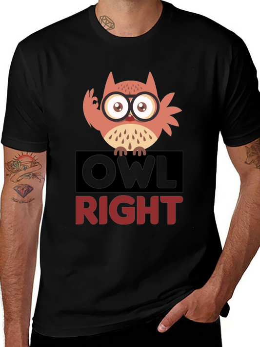 Owl Right Funny Graphic T-Shirt - Black