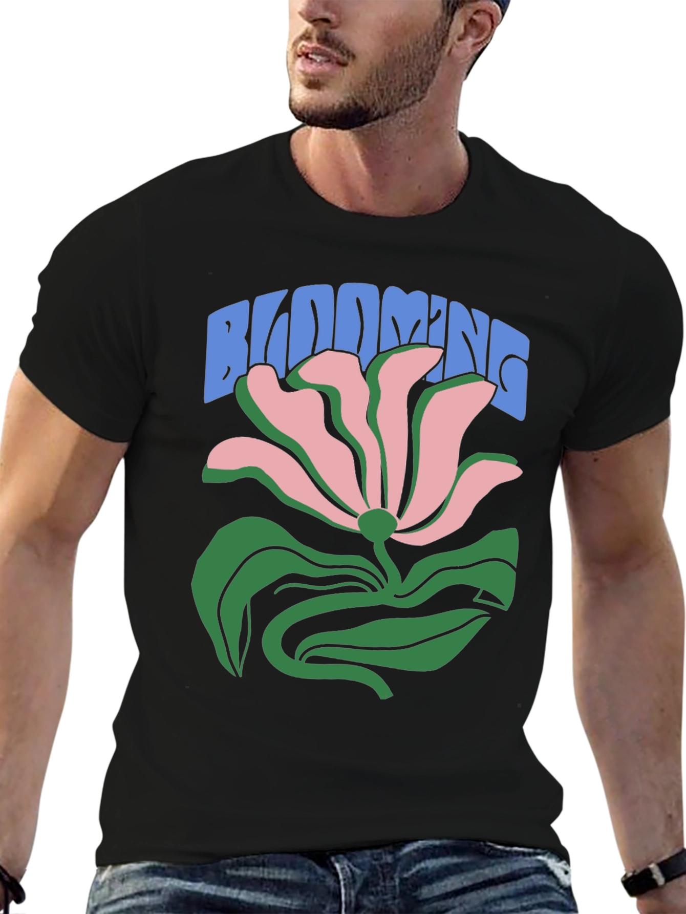 Blooming Graphic Tee - Black