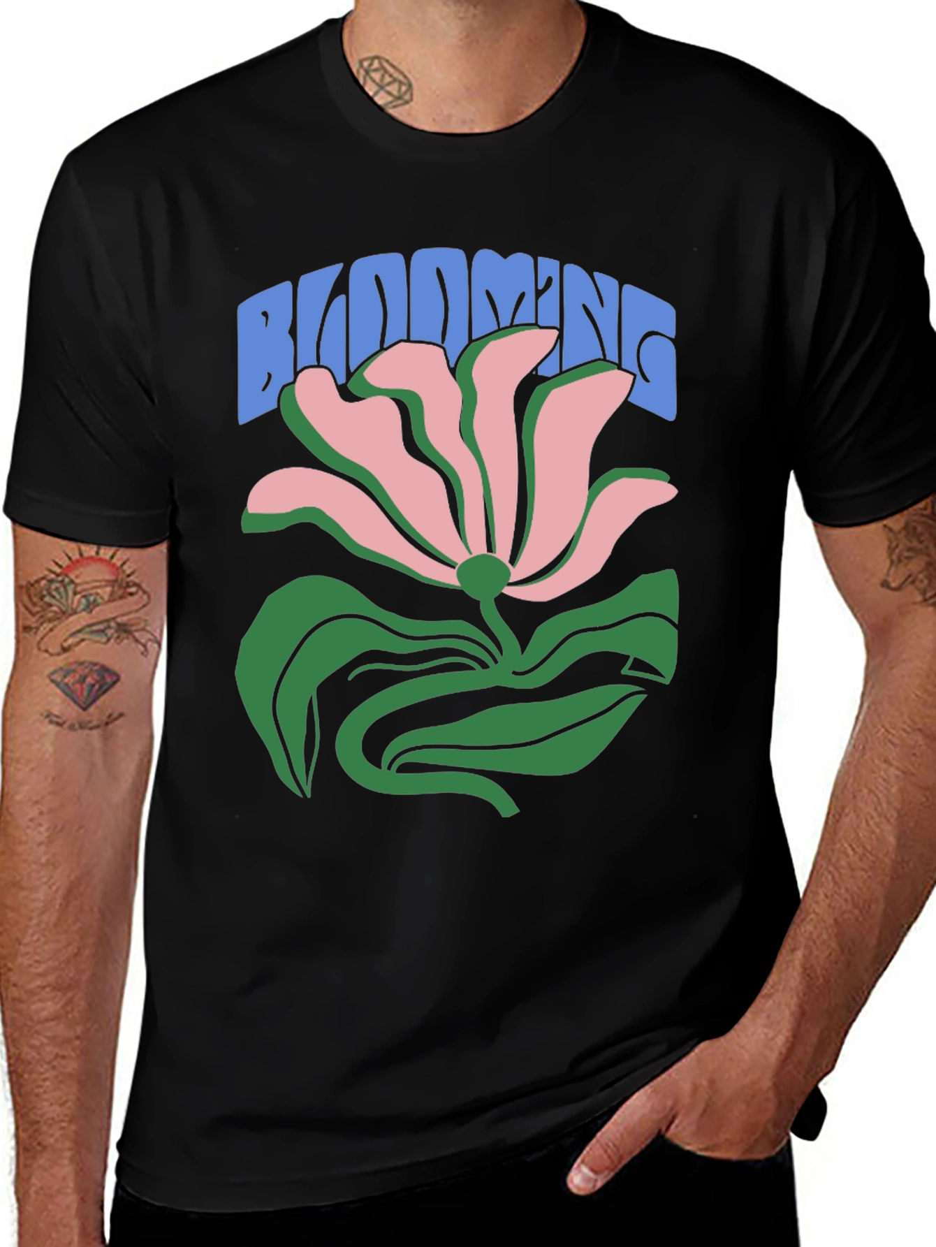 Blooming Graphic Tee - Black