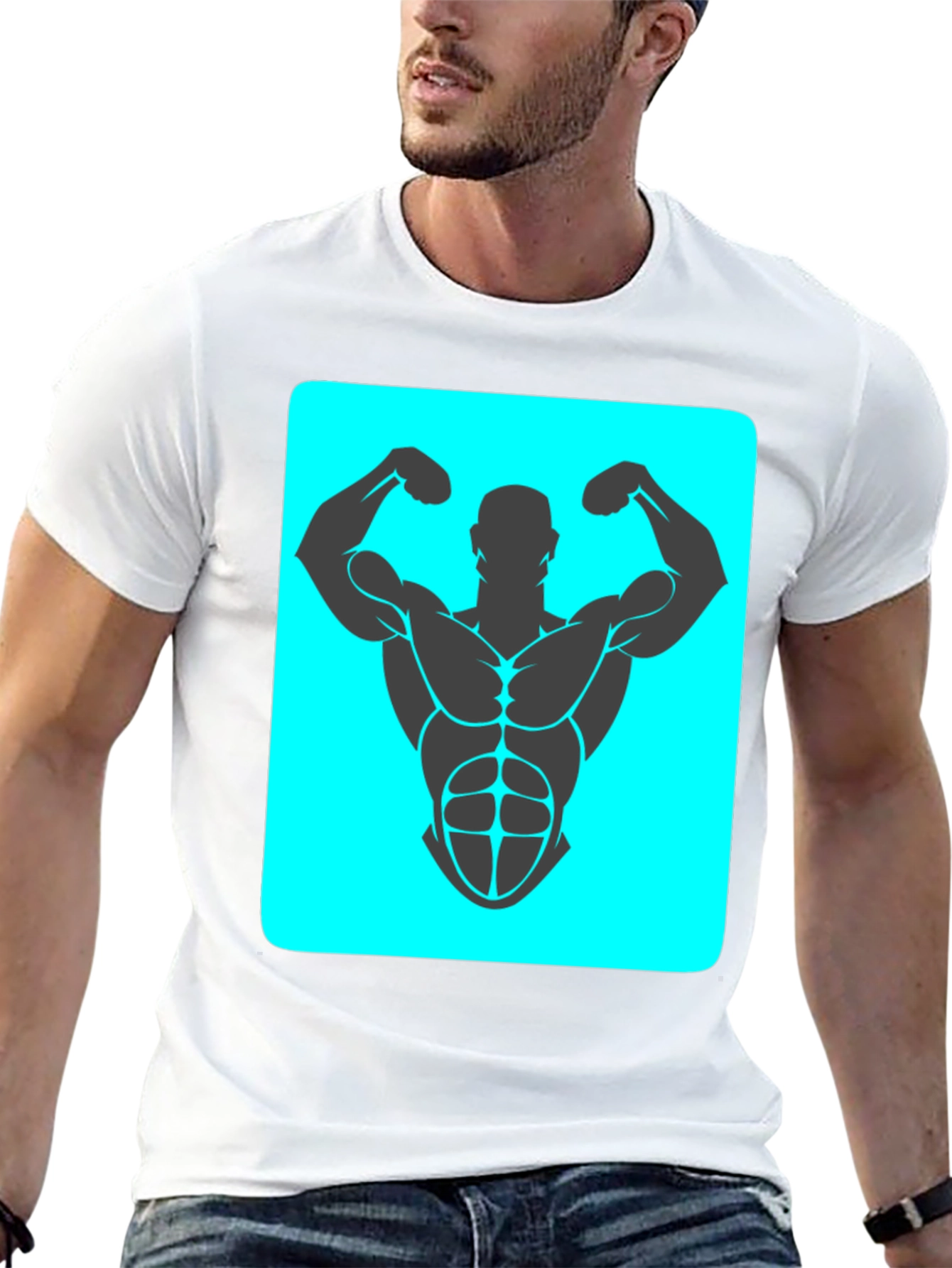 Muscle Man Graphic Tee - Bodybuilding Design