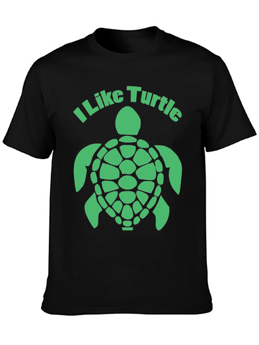 I Like Turtles Graphic Tee - Black Cotton Shirt
