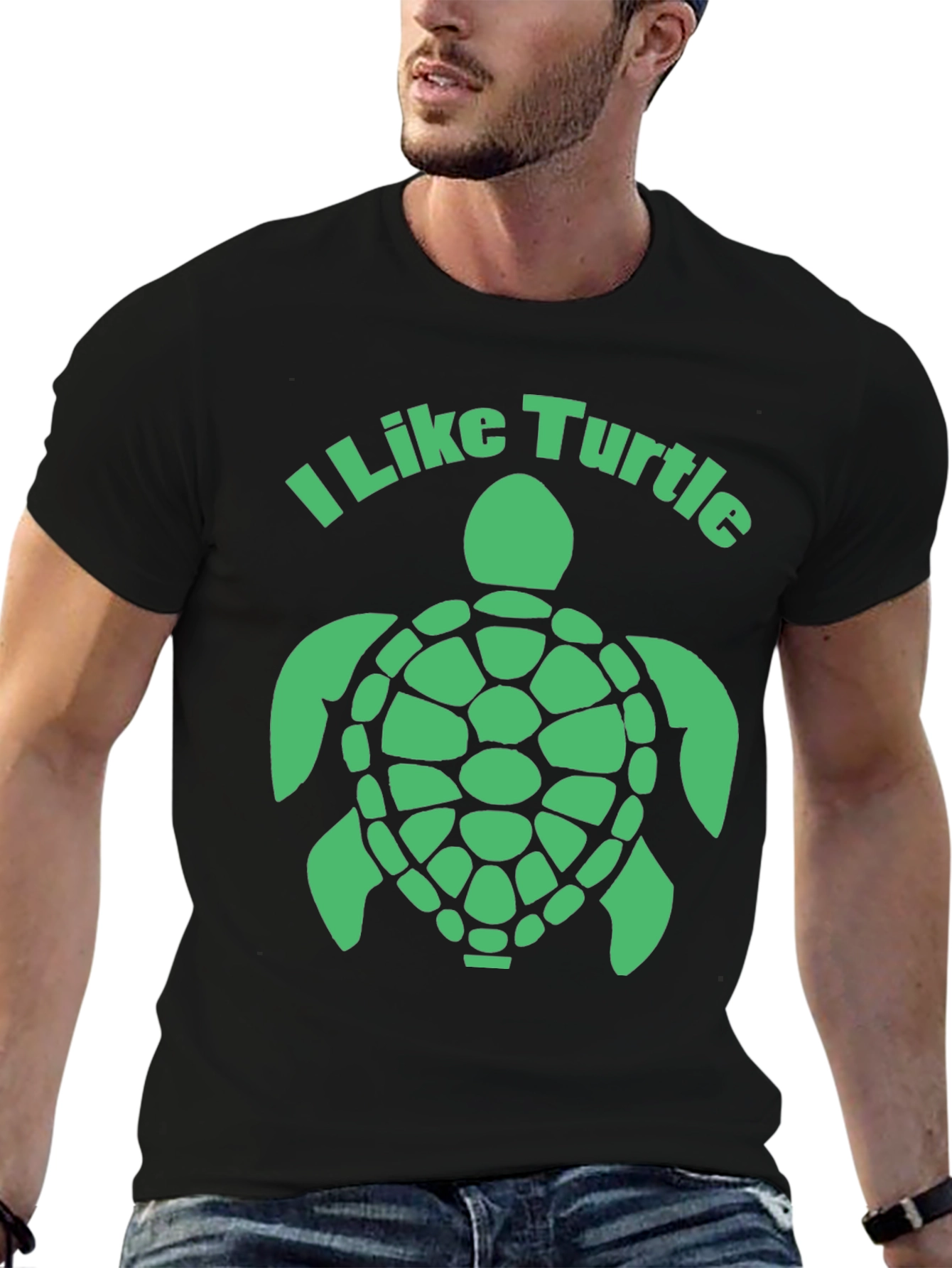 I Like Turtles Graphic Tee - Black Cotton Shirt
