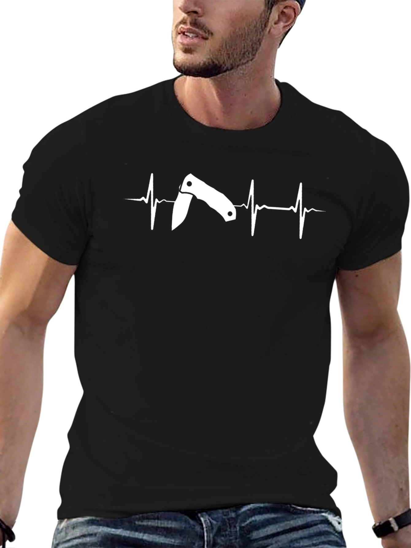 Folding Knife Heartbeat Graphic T-Shirt