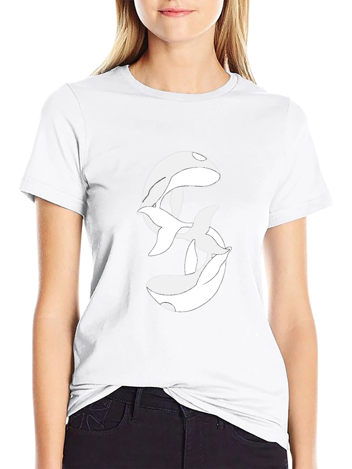 Whale Trio Graphic Tee - Stylish Black T-Shirt